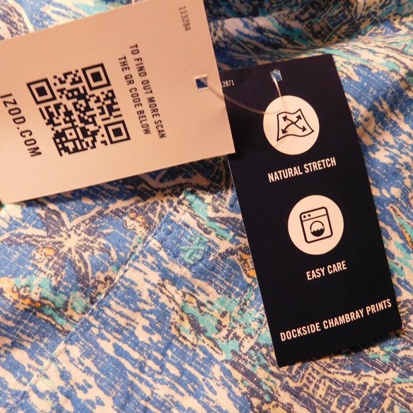 IZOD Saltwater Men's Shirt Dockside Chambray Sailboat Print Size Small NEW - Picture 5 of 5